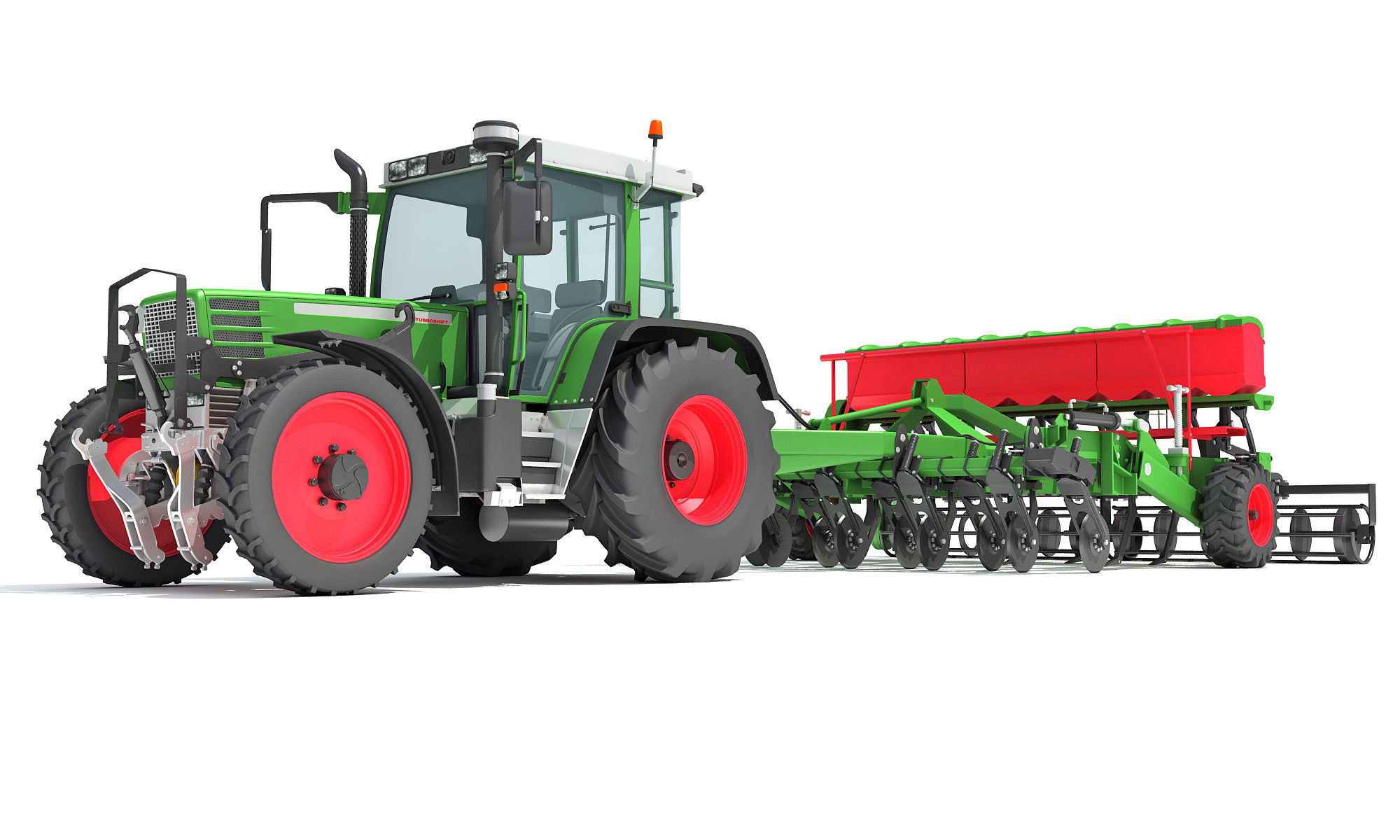 Tractor with Seed Drill 3D model_10