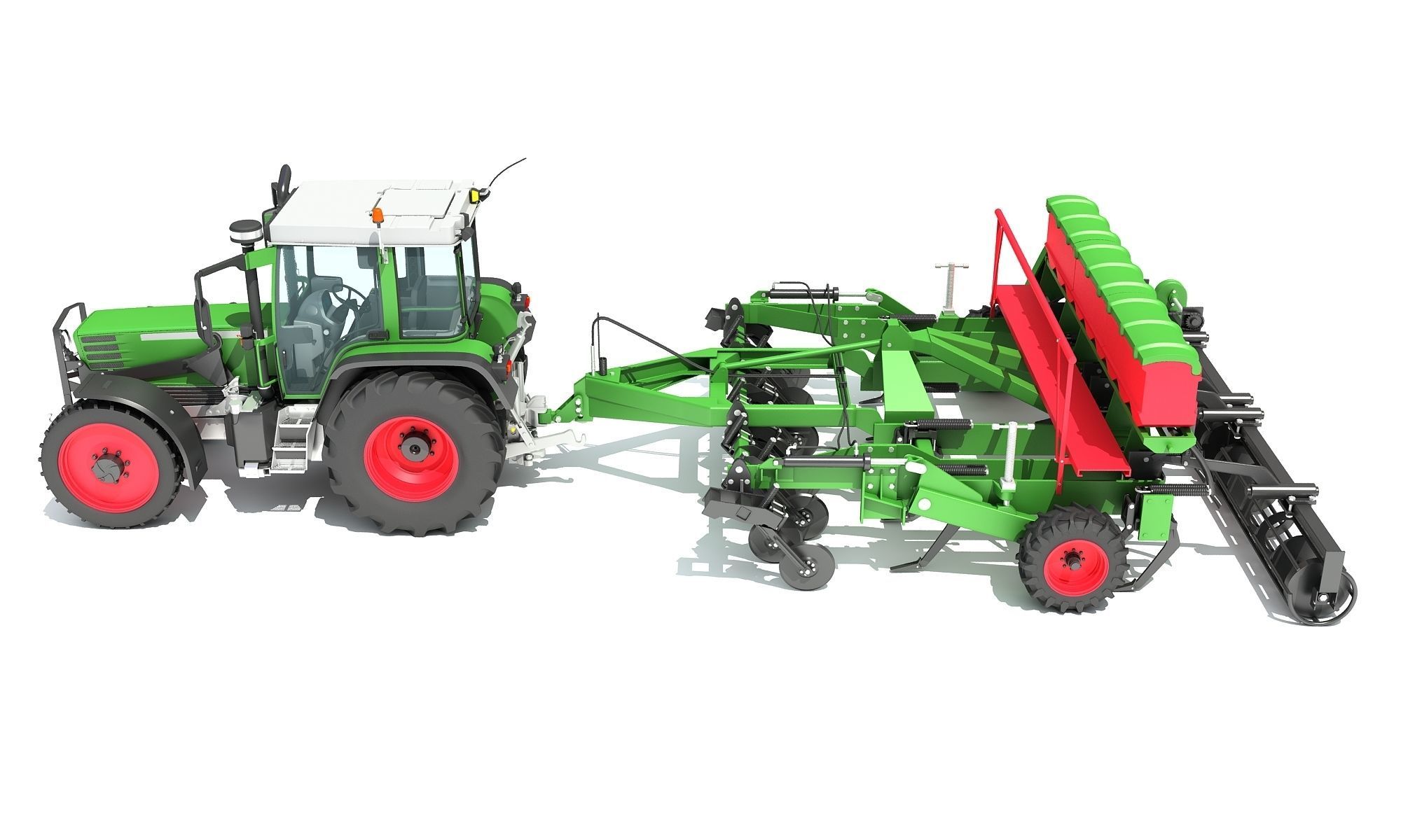 Tractor with Seed Drill 3D model_1