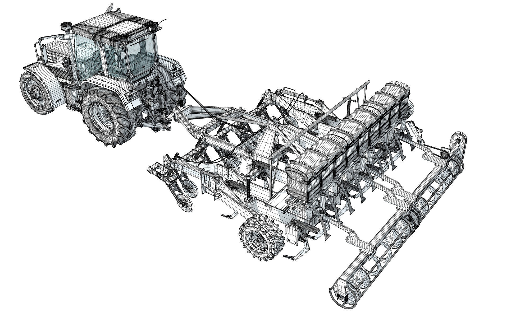 Tractor with Seed Drill 3D model_17