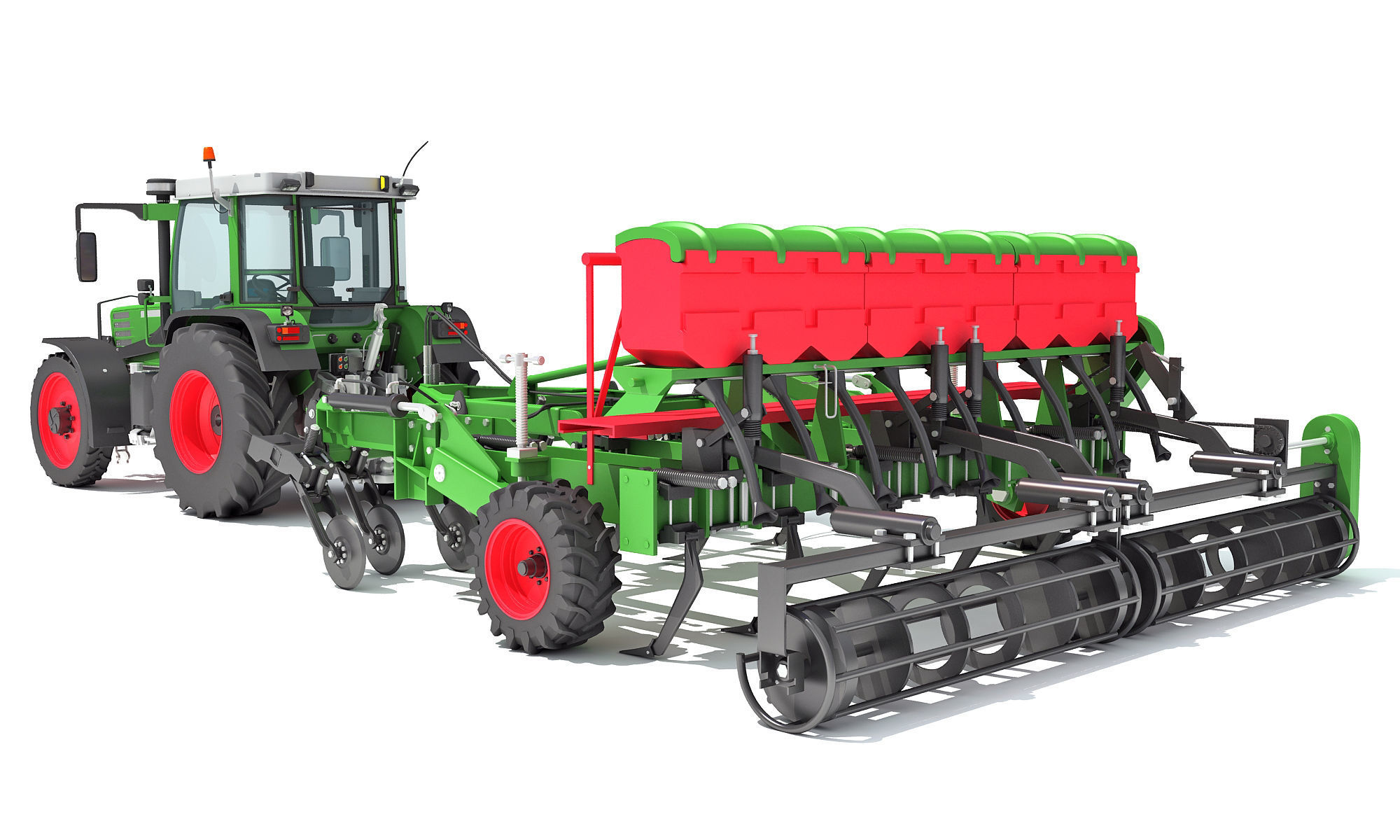 Tractor with Seed Drill 3D model_3