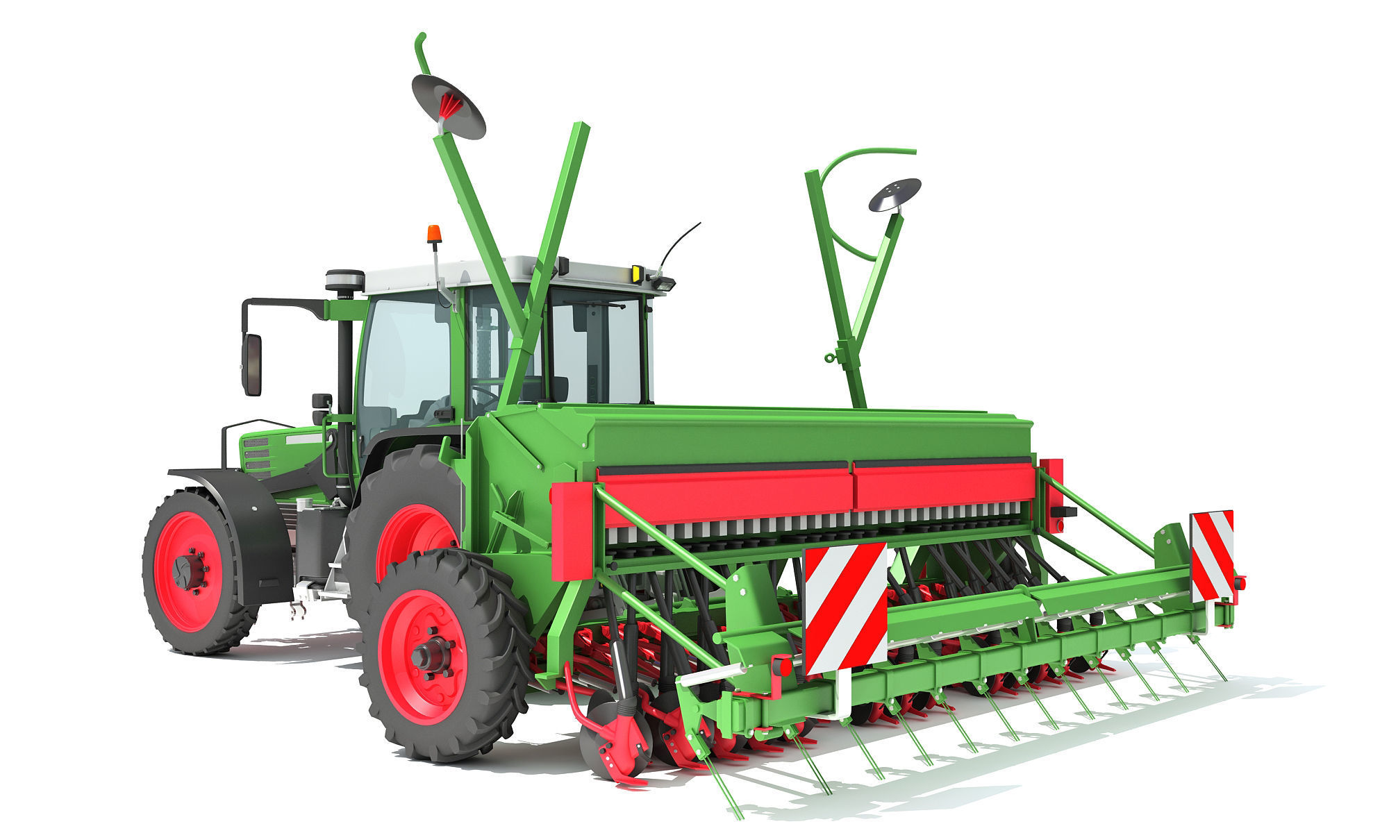 Tractor with Seed Drill 3D model_4