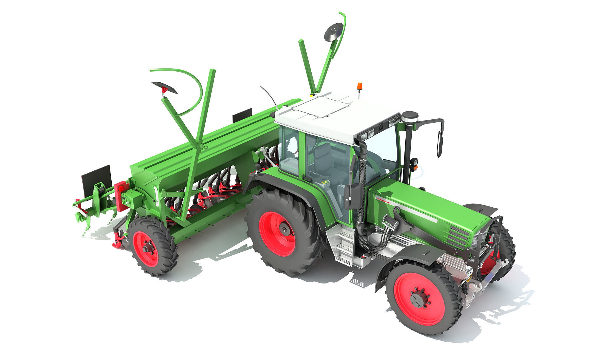 Tractor with Seed Drill 3D model_9