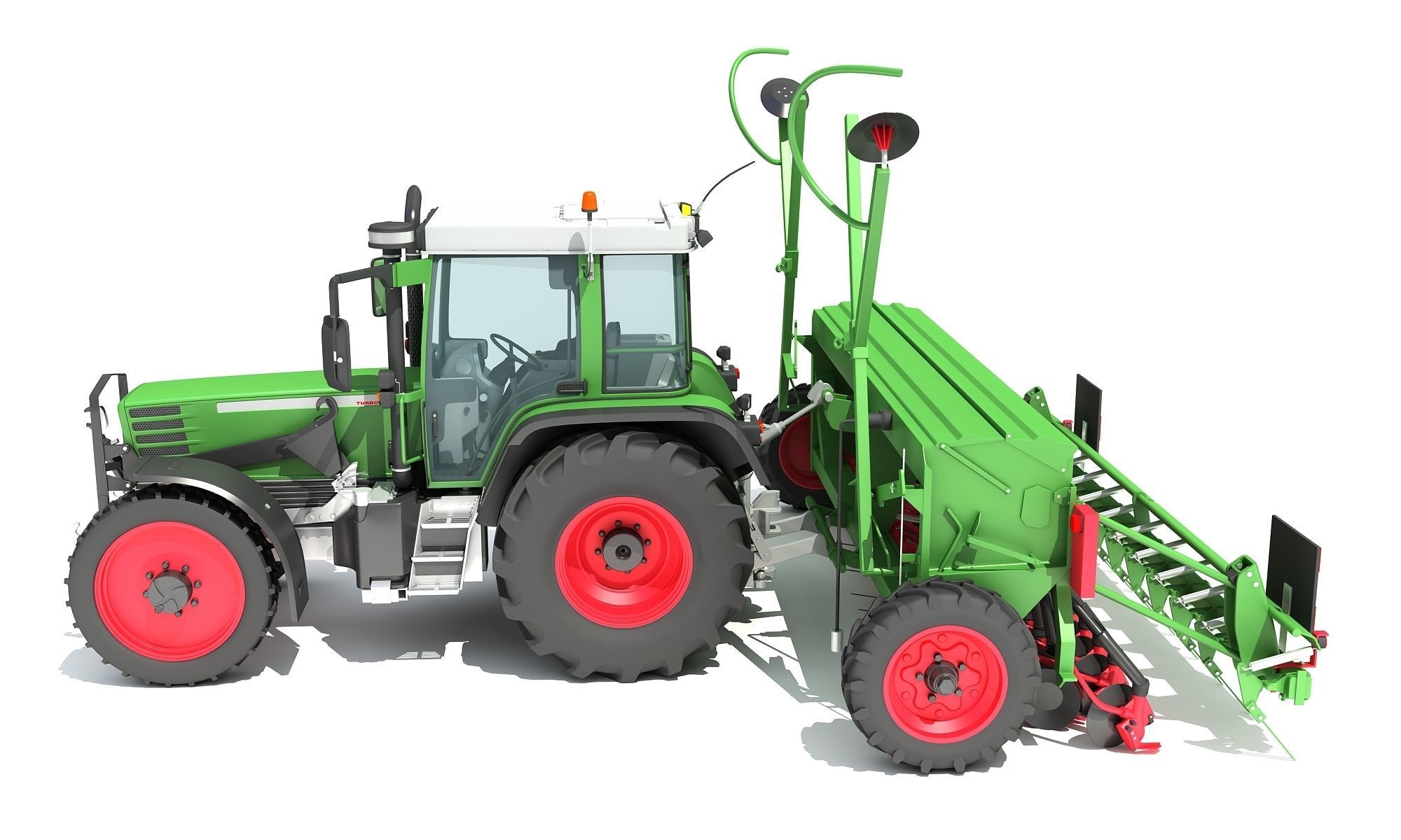 Tractor with Seed Drill 3D model_3