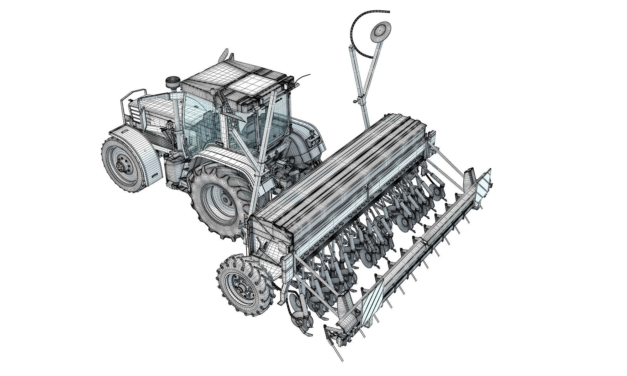 Tractor with Seed Drill 3D model_17