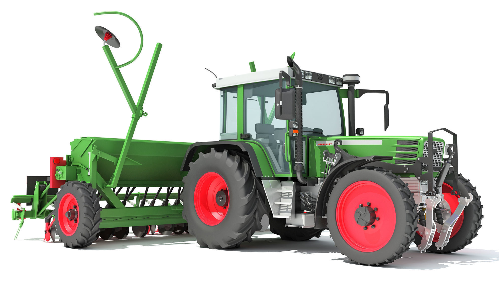 Tractor with Seed Drill 3D model_8