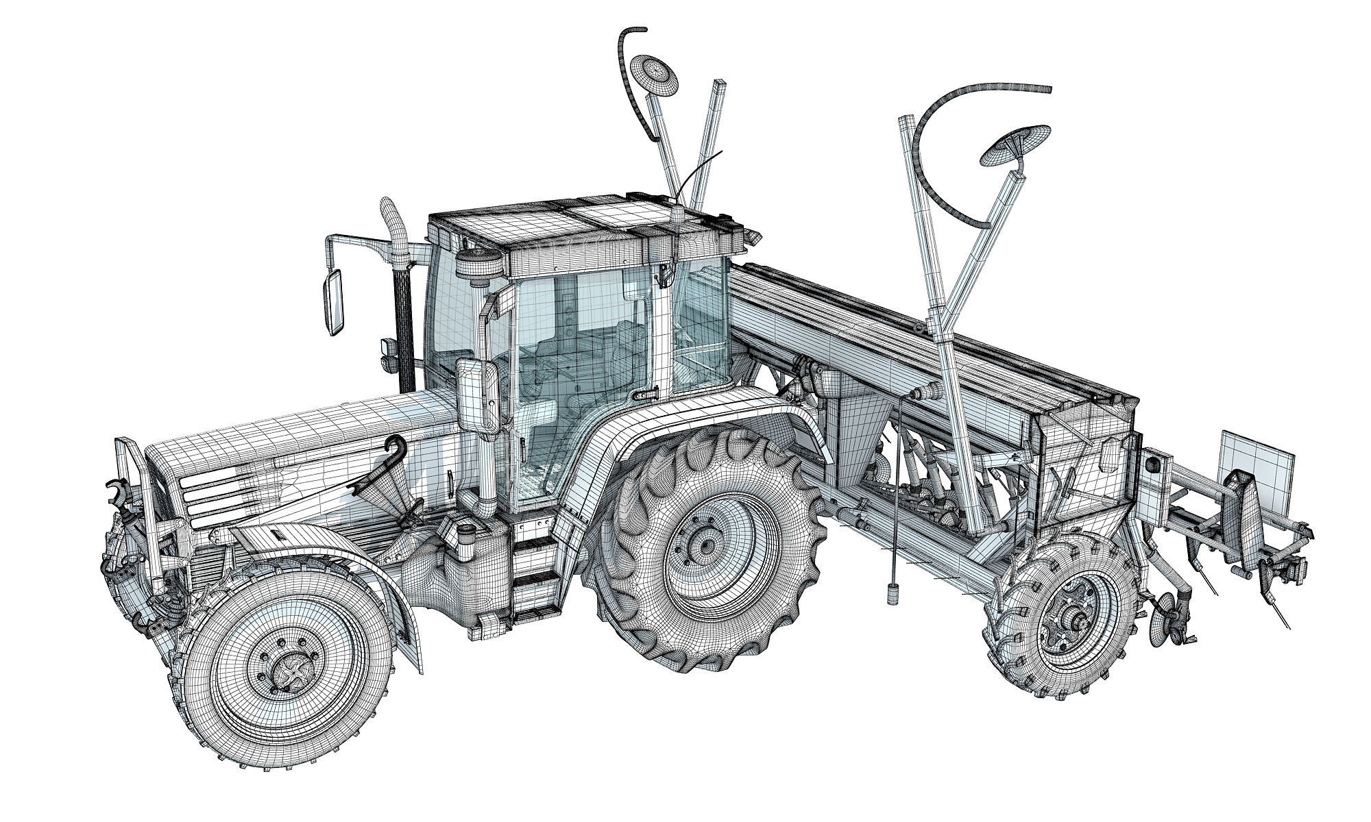 Tractor with Seed Drill 3D model_16