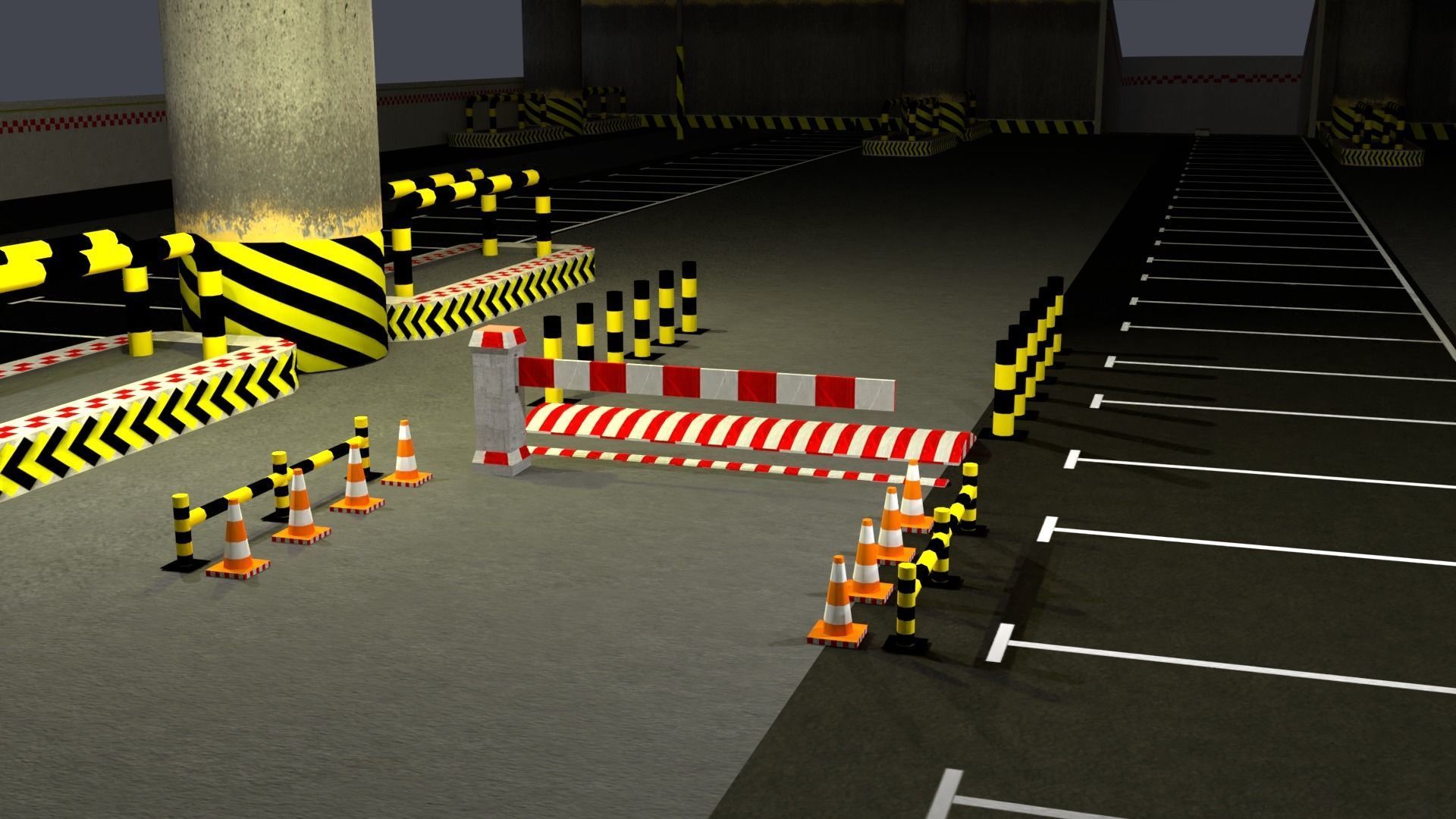 Car Parking Props Low-poly 3D model_3