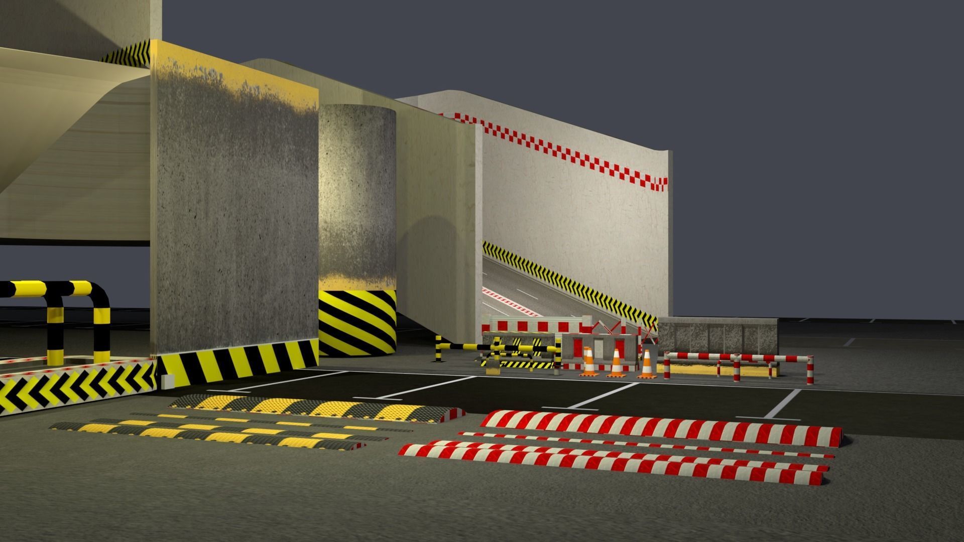 Car Parking Props Low-poly 3D model_1