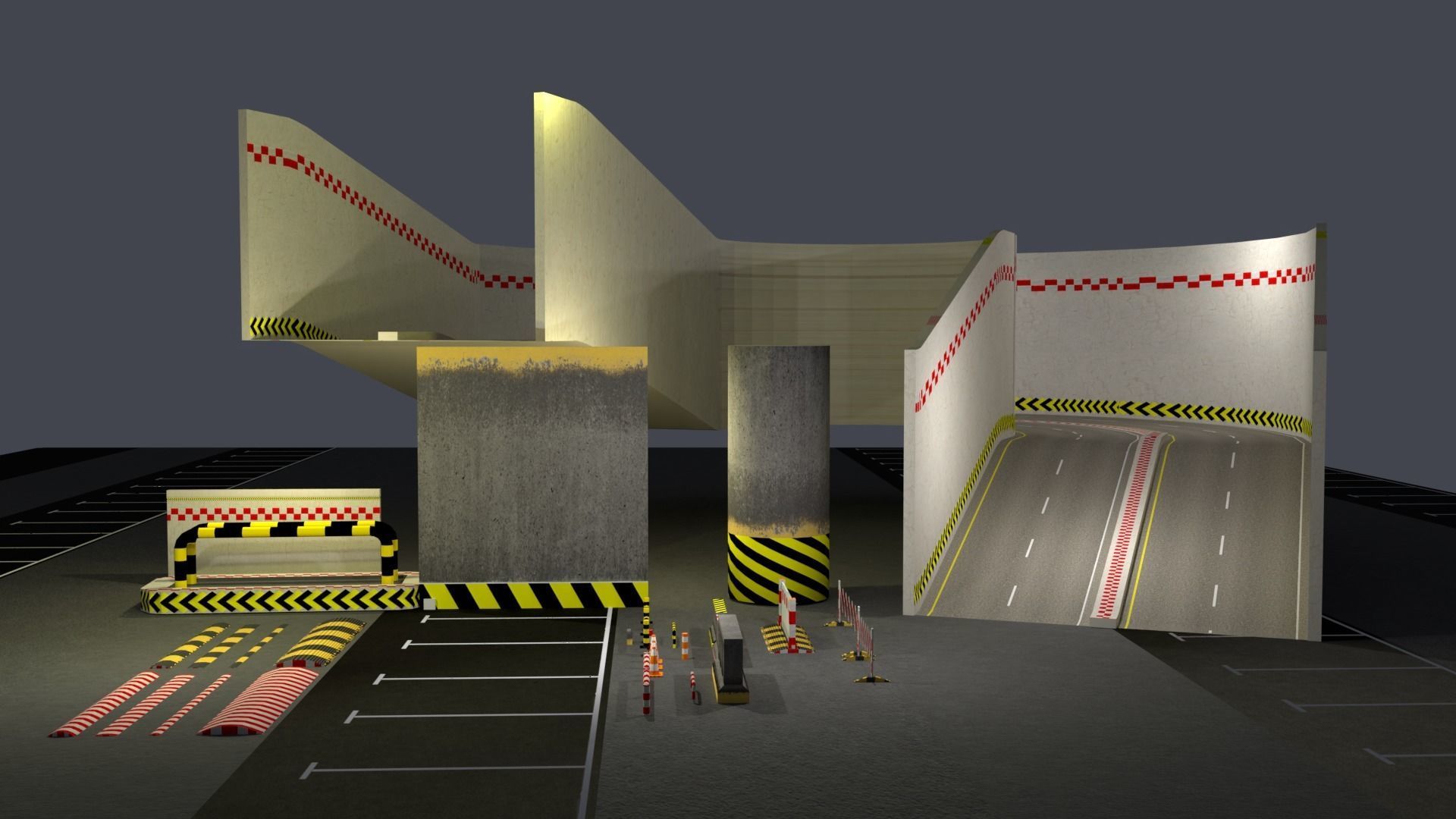 Car Parking Props Low-poly 3D model_2