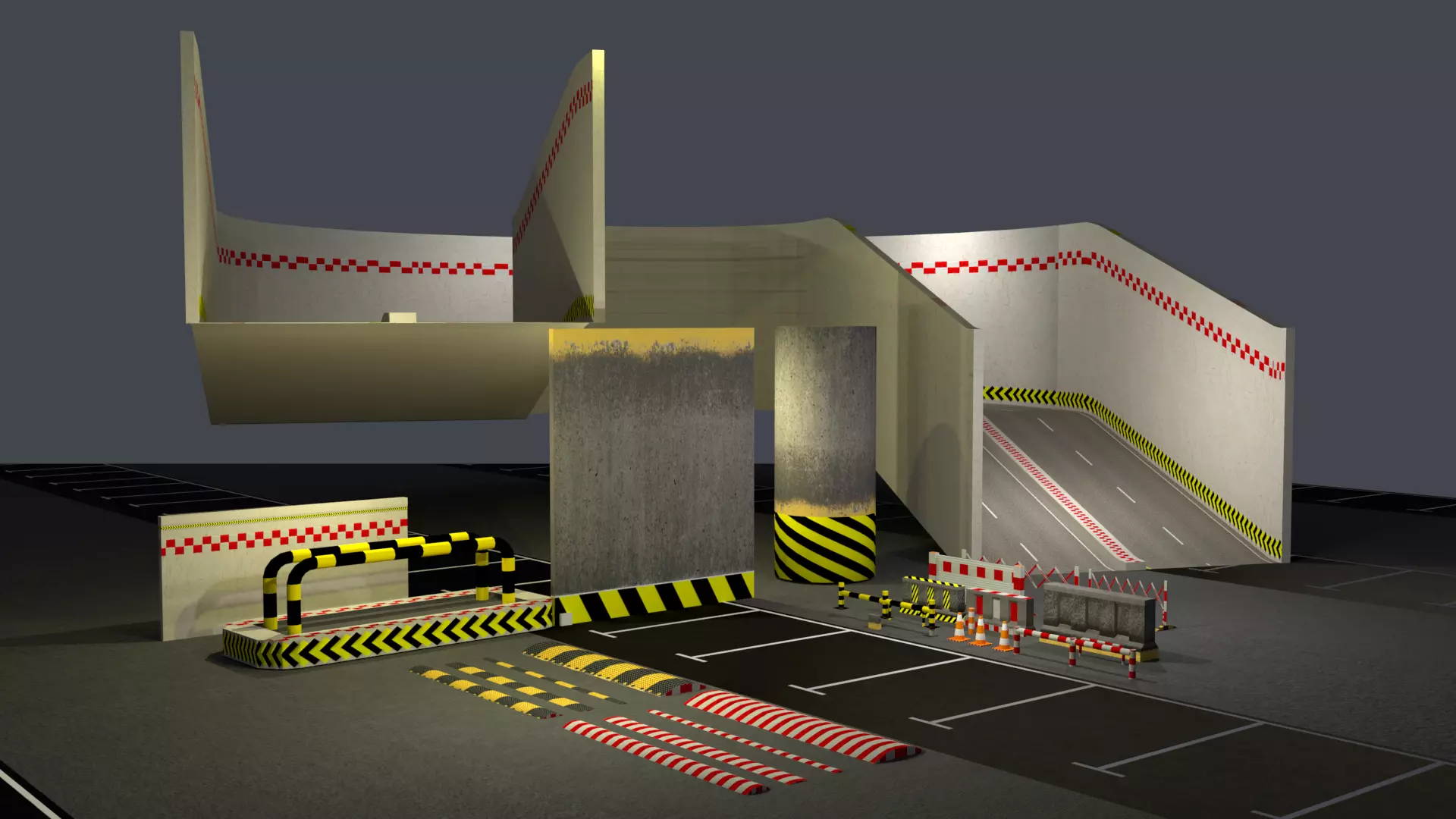 Car Parking Props Low-poly 3D model_0