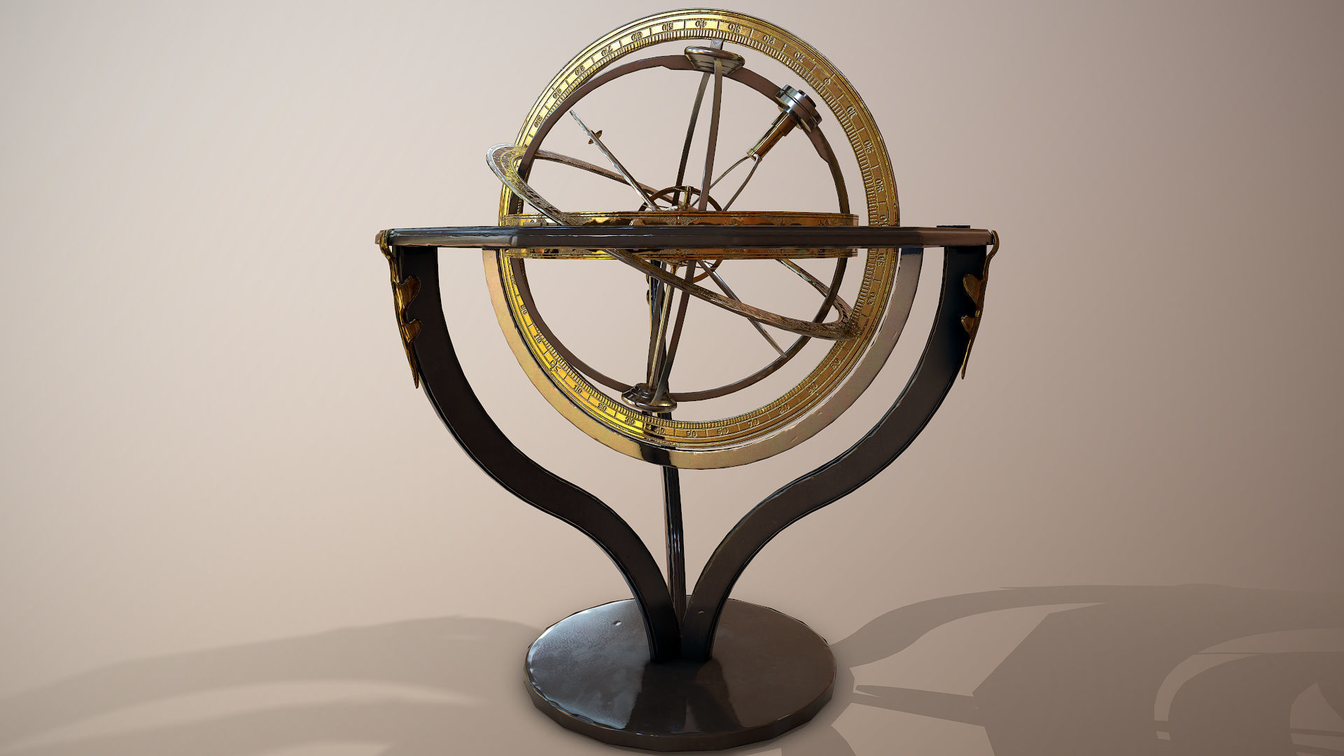 Astrolabe antique astronomical instrument Low-poly 3D model_1