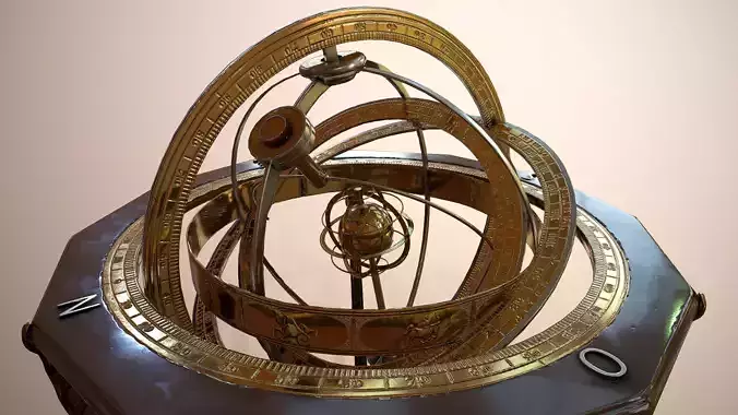 Astrolabe antique astronomical instrument Low-poly 3D model