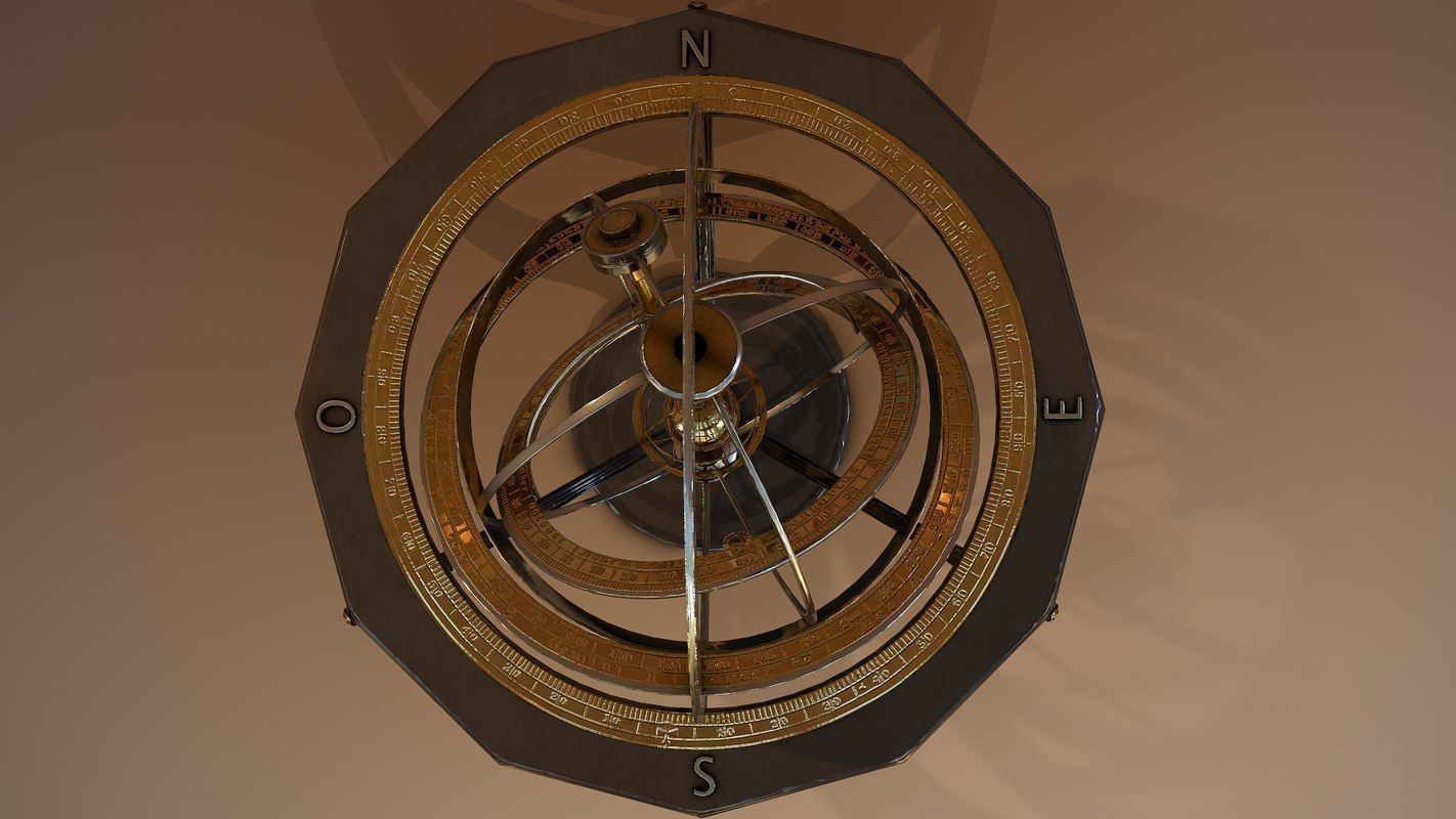 Astrolabe antique astronomical instrument Low-poly 3D model_5