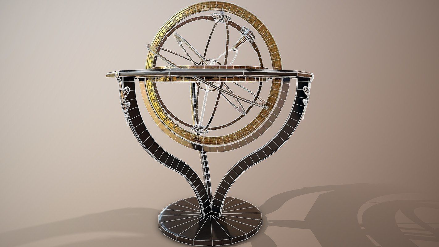 Astrolabe antique astronomical instrument Low-poly 3D model_6