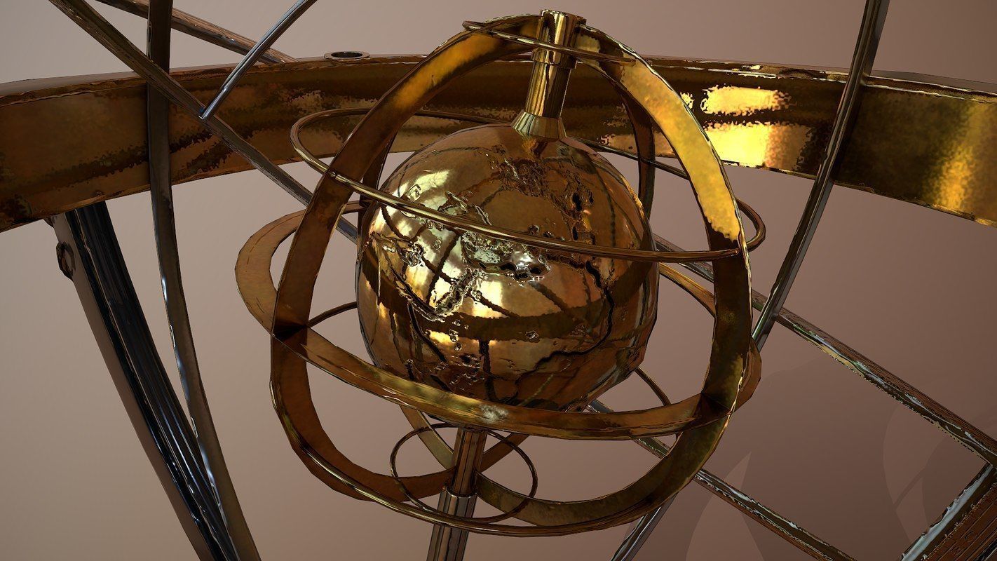 Astrolabe antique astronomical instrument Low-poly 3D model_3