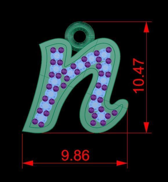 Alphabets Small Letter N Pendants 3D print model_1