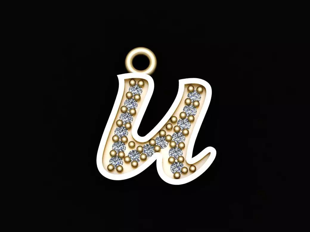 Alphabets Small Letter U Pendants 3D print model_0