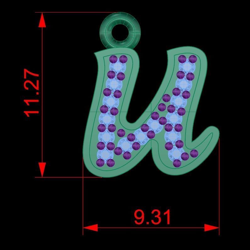 Alphabets Small Letter U Pendants 3D print model_1