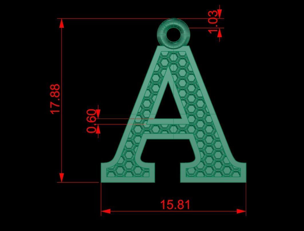 Alphabets Letter Pendants 31 Letters in file  02 3D print model_4