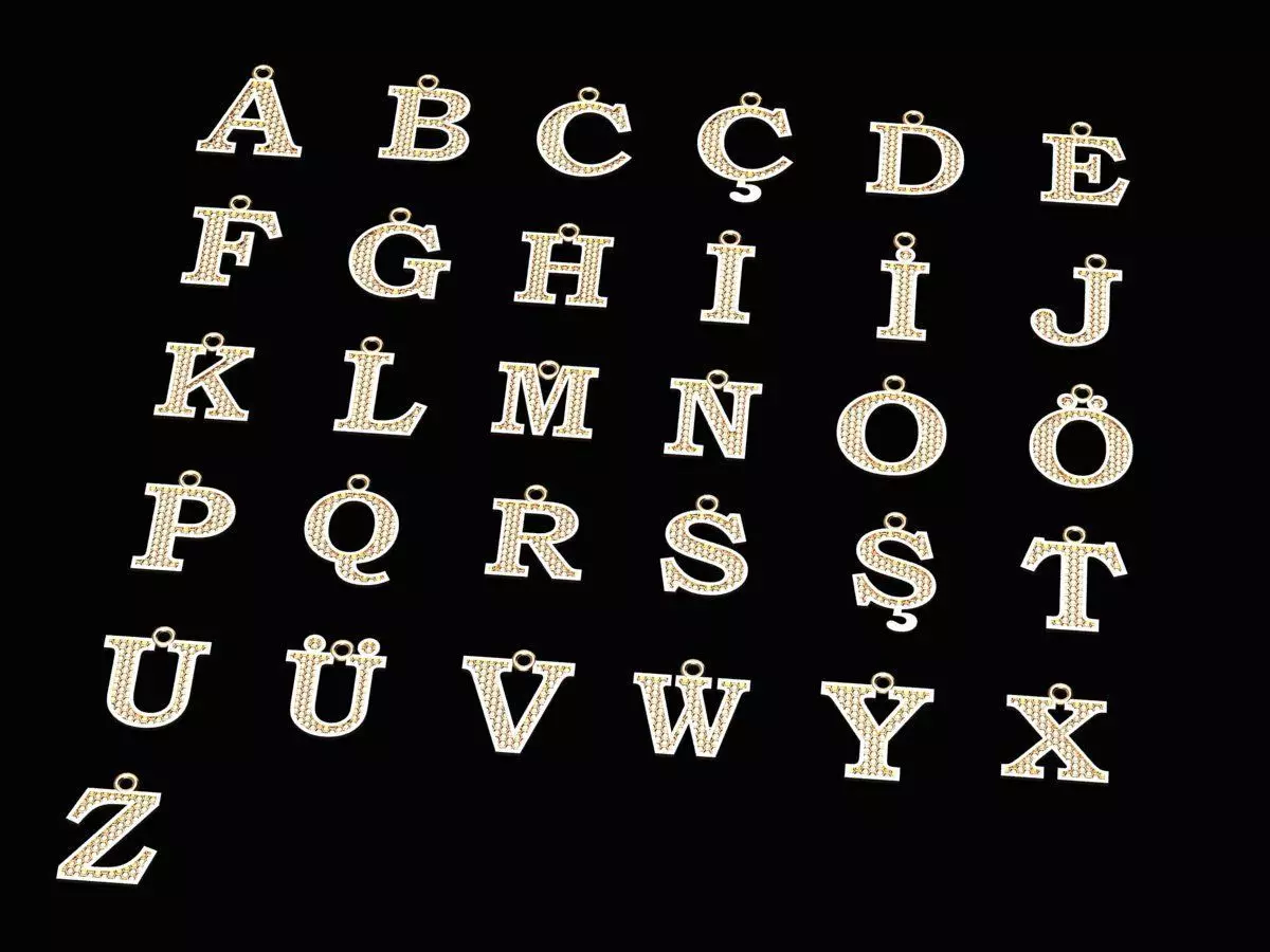 Alphabets Letter Pendants 31 Letters in file  02 3D print model_0