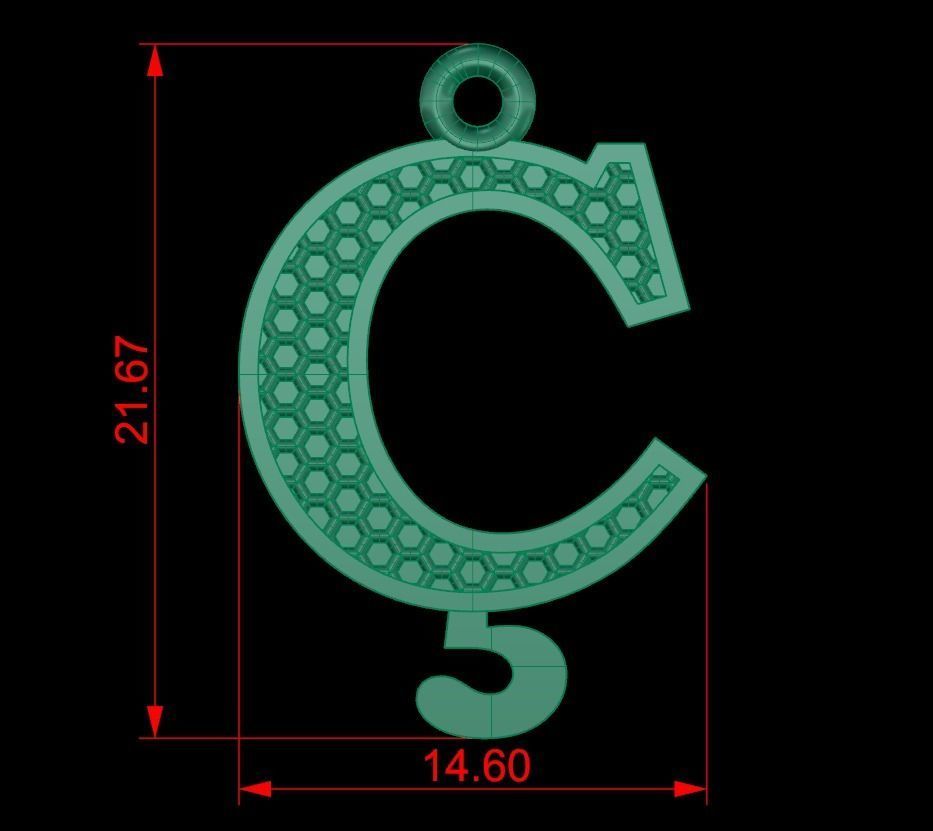 Alphabets Letter Pendants 31 Letters in file  02 3D print model_10