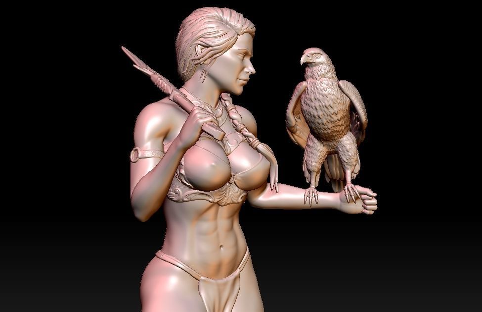 Kassandra statue of woman holding a bird 3D print model_2