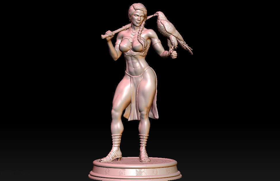 Kassandra statue of woman holding a bird 3D print model_1
