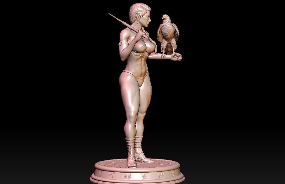 Kassandra statue of woman holding a bird 3D print model_8