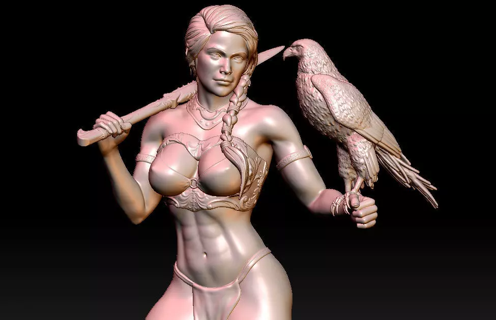 Kassandra statue of woman holding a bird 3D print model_0