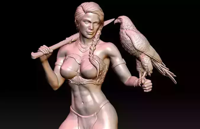 Kassandra statue of woman holding a bird 3D print model