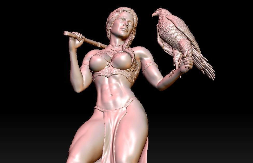 Kassandra statue of woman holding a bird 3D print model_3