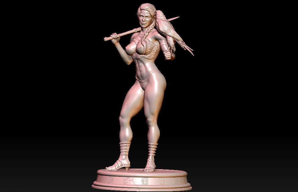 Kassandra statue of woman holding a bird 3D print model_7