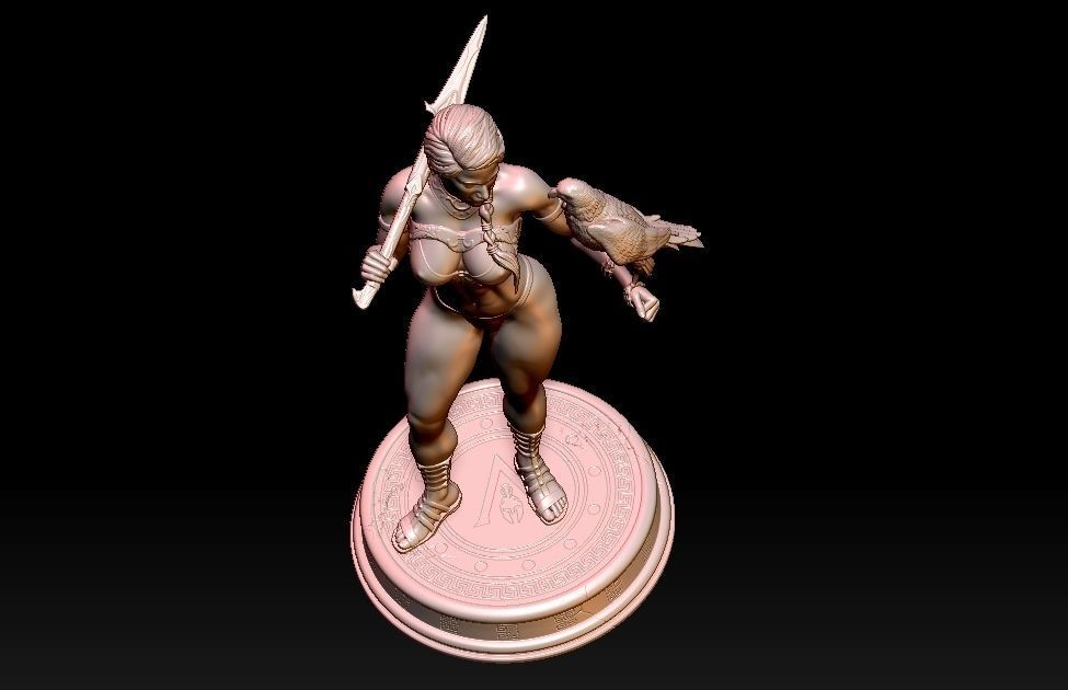 Kassandra statue of woman holding a bird 3D print model_9