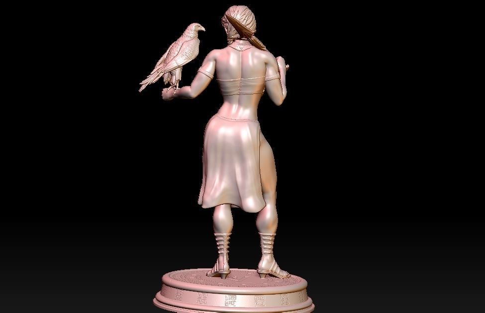 Kassandra statue of woman holding a bird 3D print model_5