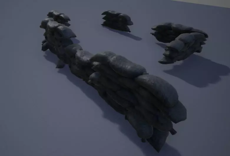 Sandbag pile of rocks 3D model_0
