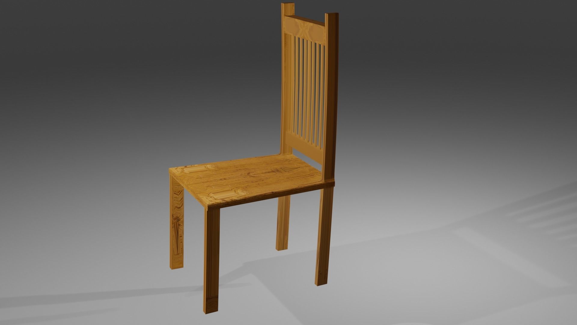 Simple wood chair 3D model_2