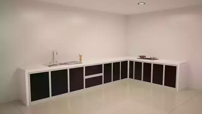 L shape Kitchen  3D print model