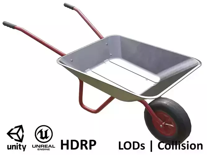 Game-ready Wheelbarrow Clean - Unity - HDRP - UE4 Low-poly 3D model Game-ready Wheelbarrow Clean - Unity - HDRP - UE4 Low-poly 3D model