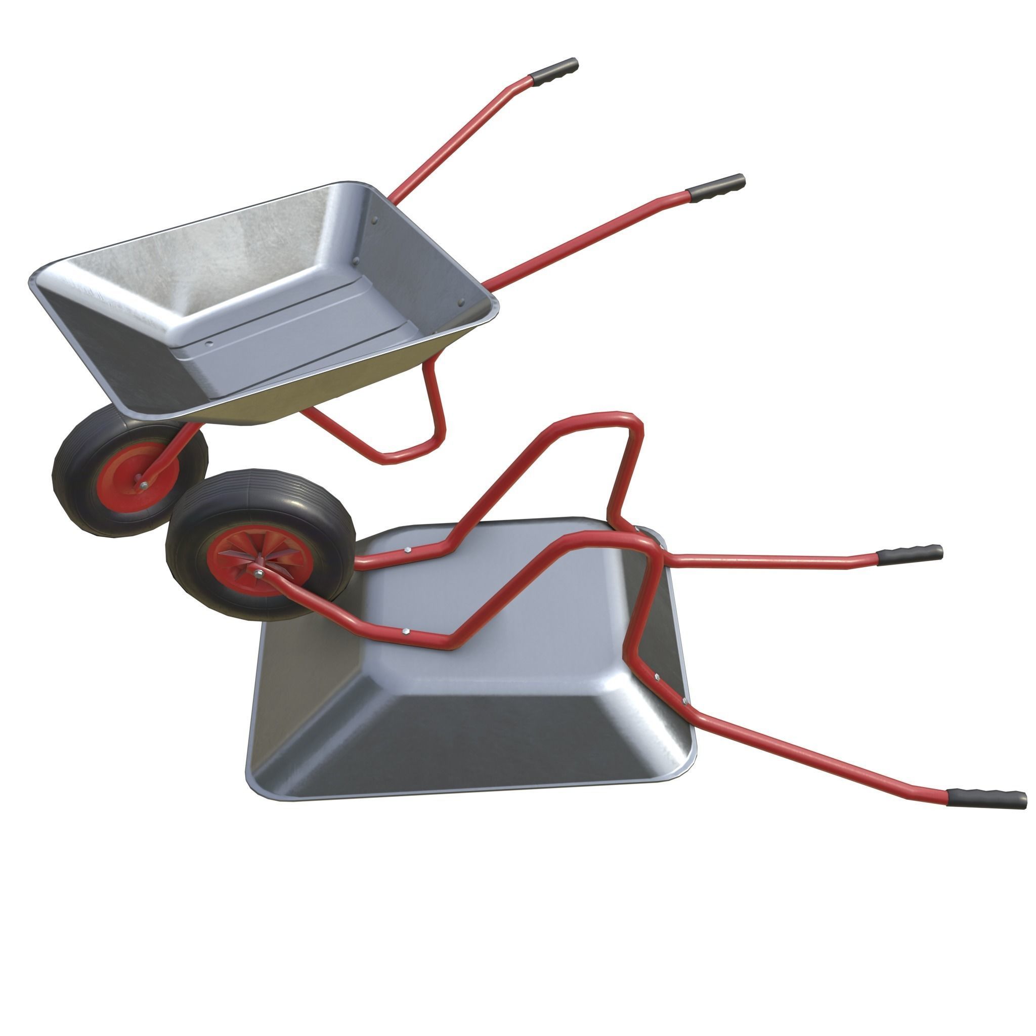 Game-ready Wheelbarrow Clean - Unity - HDRP - UE4 Low-poly 3D model_16