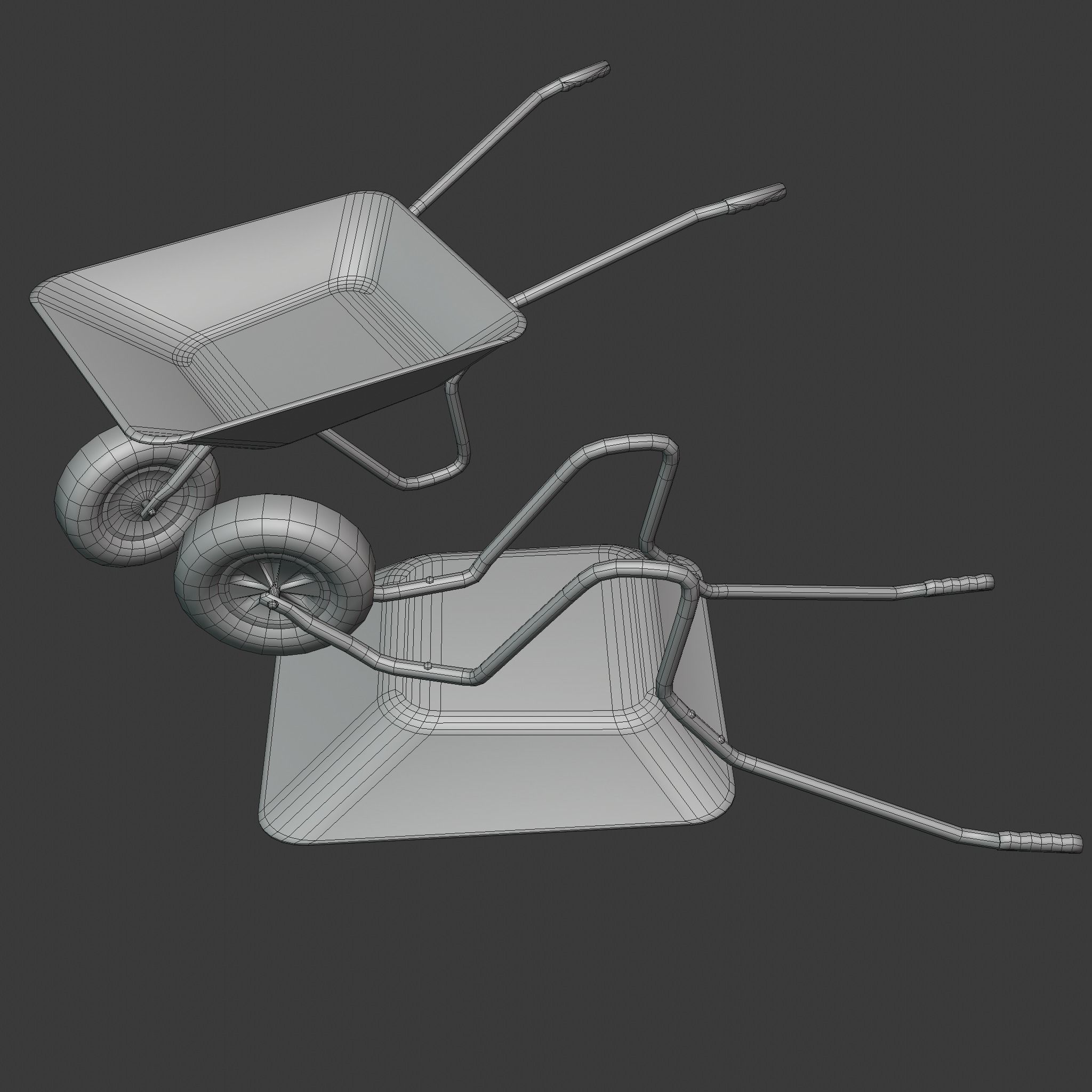 Game-ready Wheelbarrow Clean - Unity - HDRP - UE4 Low-poly 3D model_18