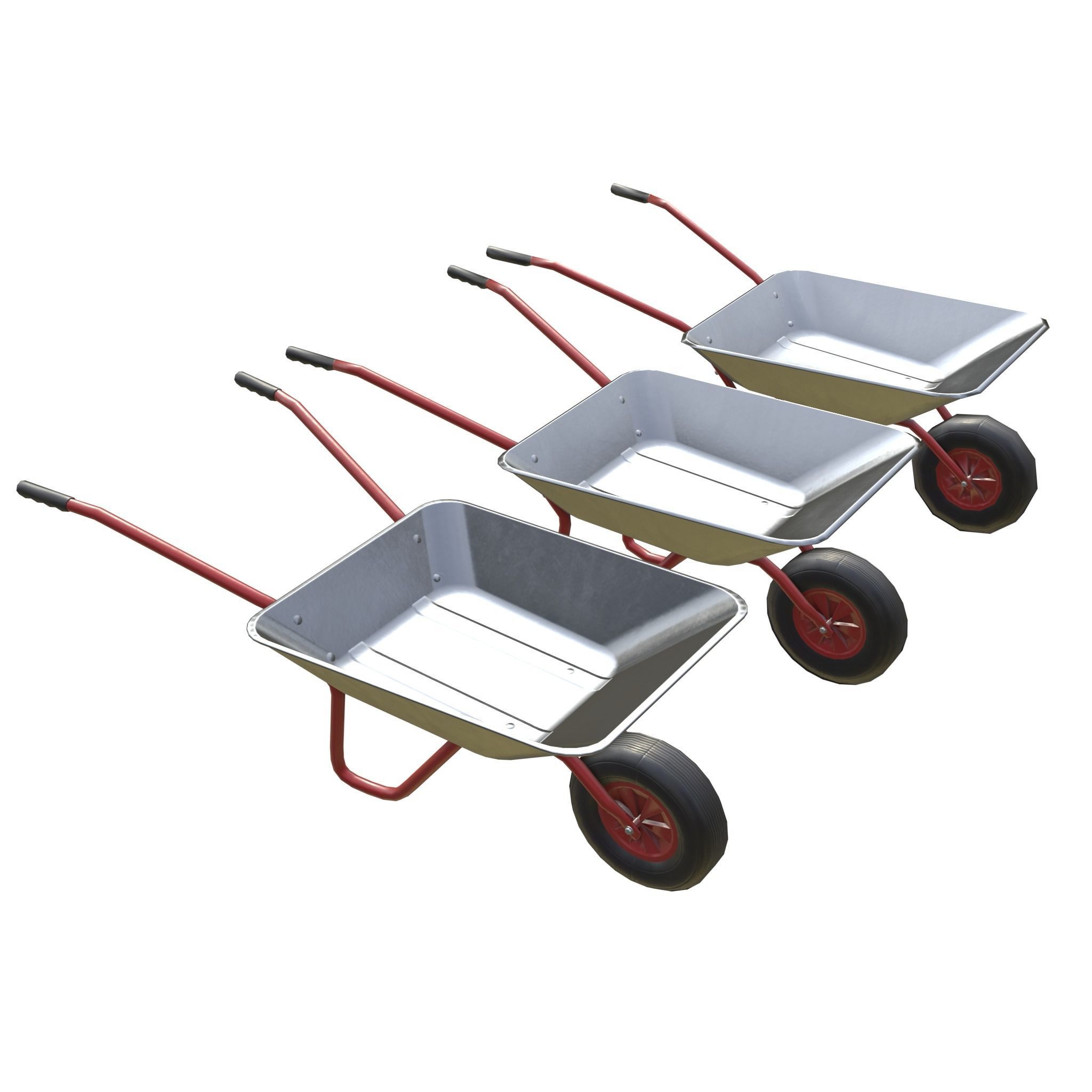 Game-ready Wheelbarrow Clean - Unity - HDRP - UE4 Low-poly 3D model_23