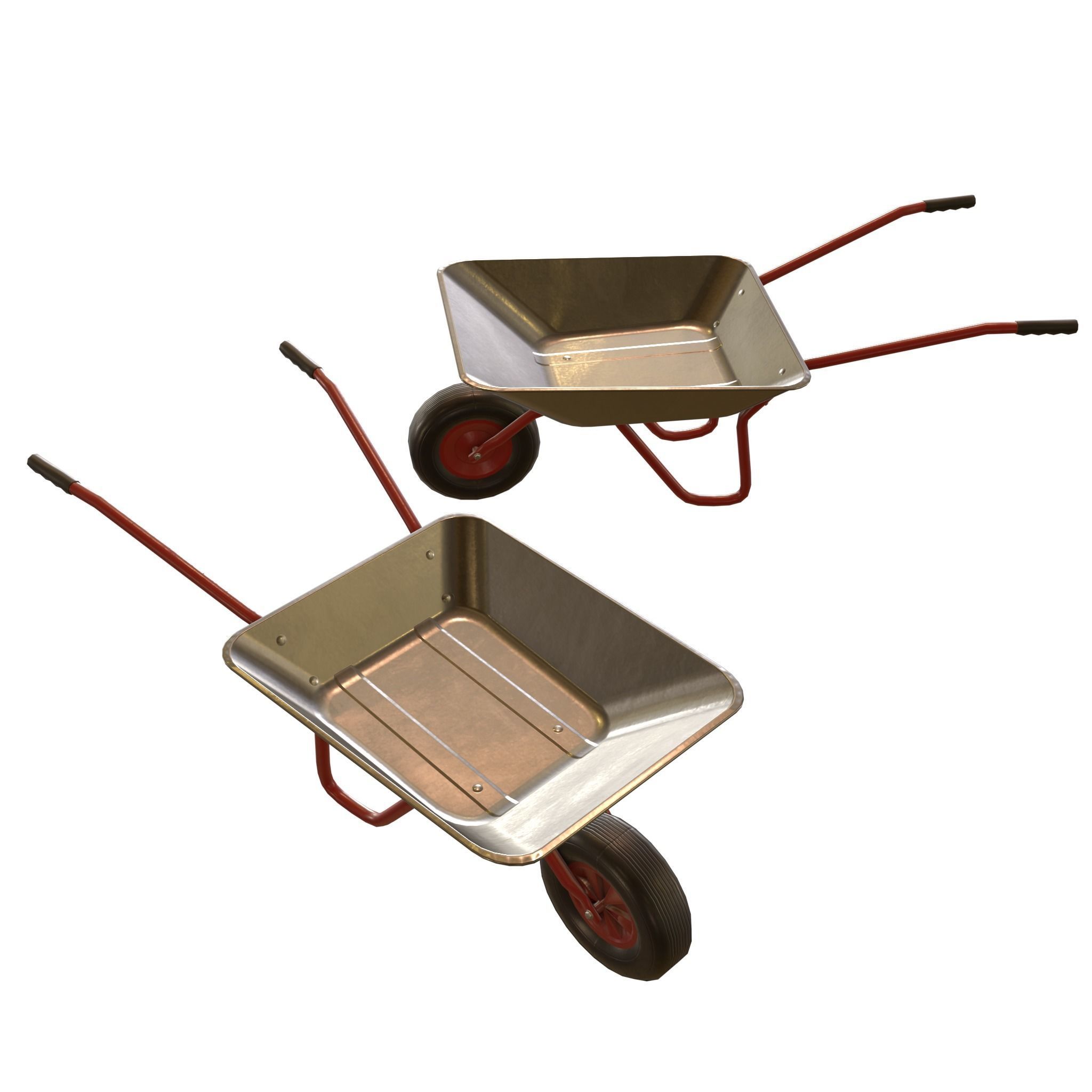 Game-ready Wheelbarrow Clean - Unity - HDRP - UE4 Low-poly 3D model_20