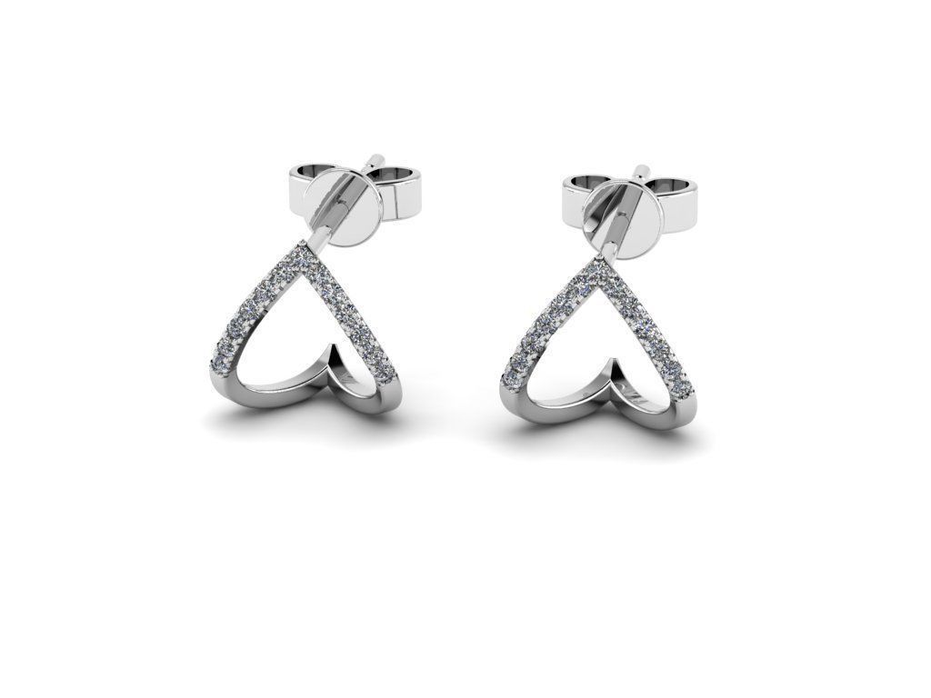 Earrings rose gold diamond hoop 3D print model_9