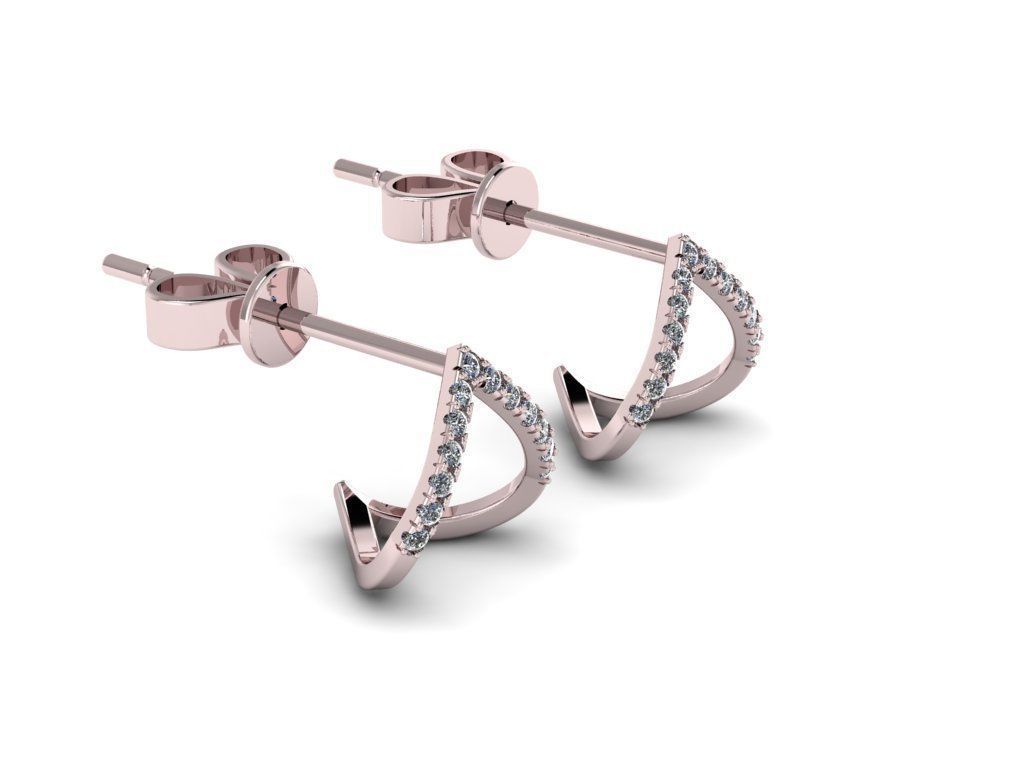 Earrings rose gold diamond hoop 3D print model_13