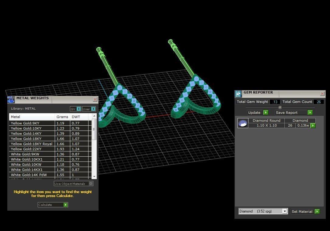 Earrings rose gold diamond hoop 3D print model_22