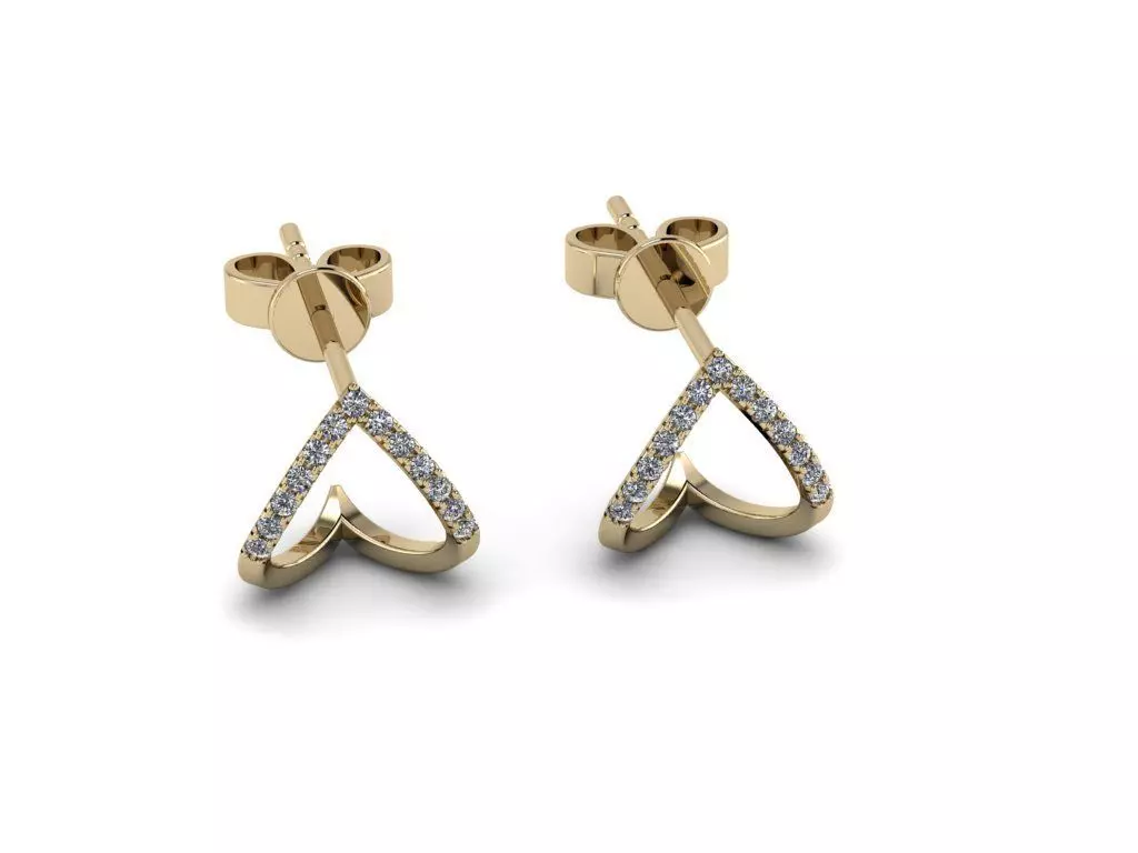 Earrings rose gold diamond hoop 3D print model_0