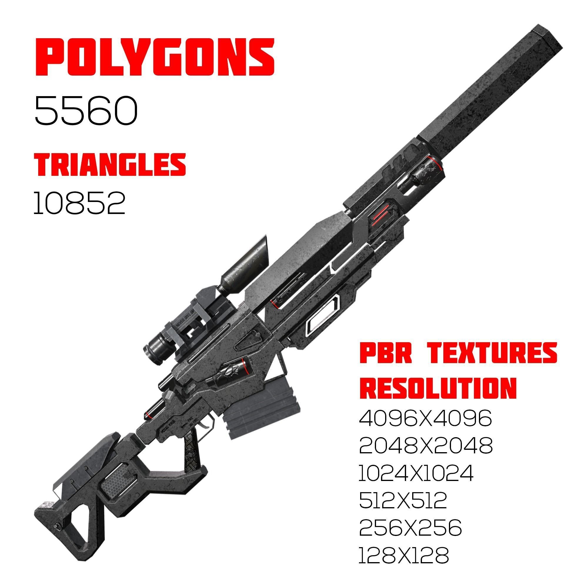 Sci-Fi Sniper Rifle  Low-poly 3D model_7