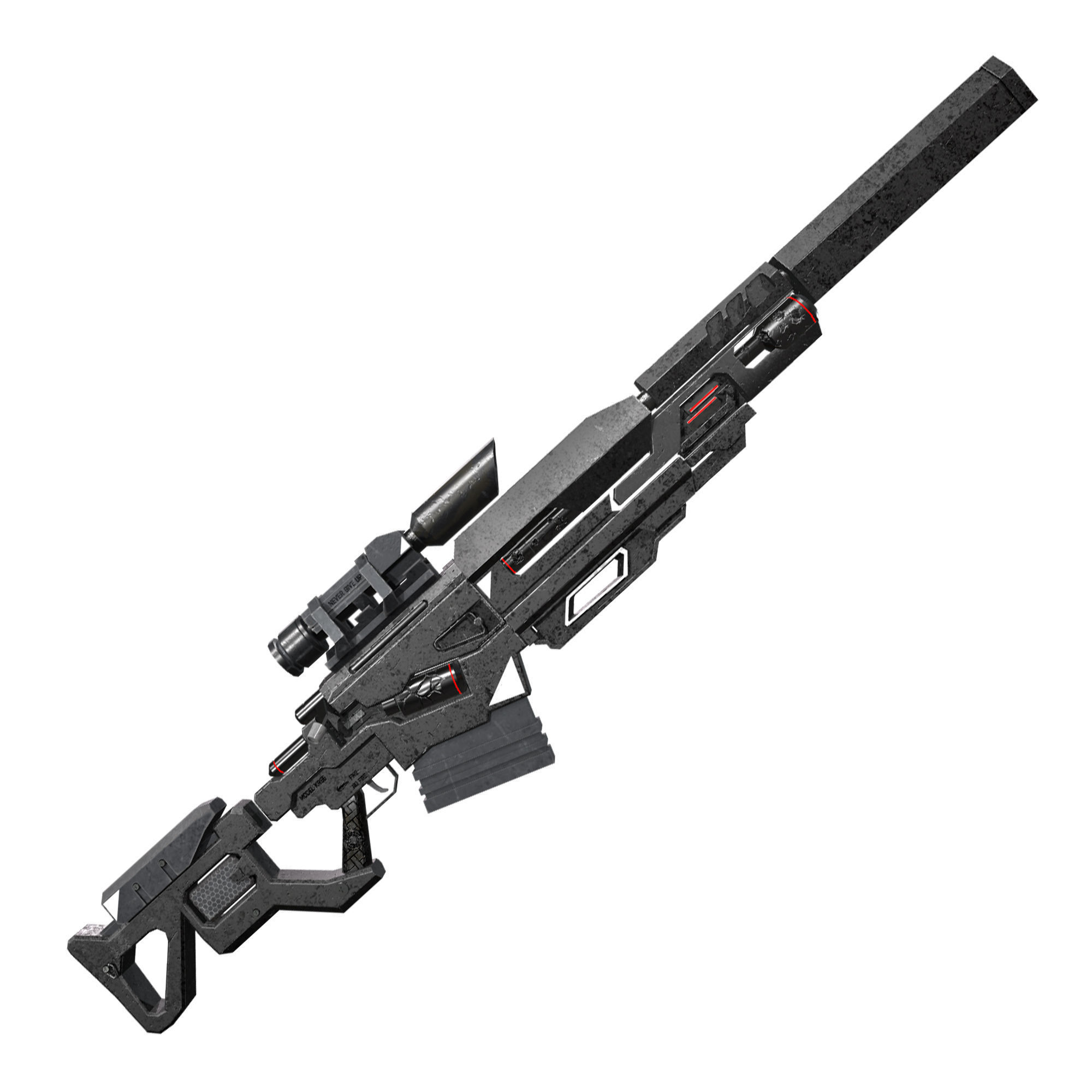 Sci-Fi Sniper Rifle  Low-poly 3D model_2