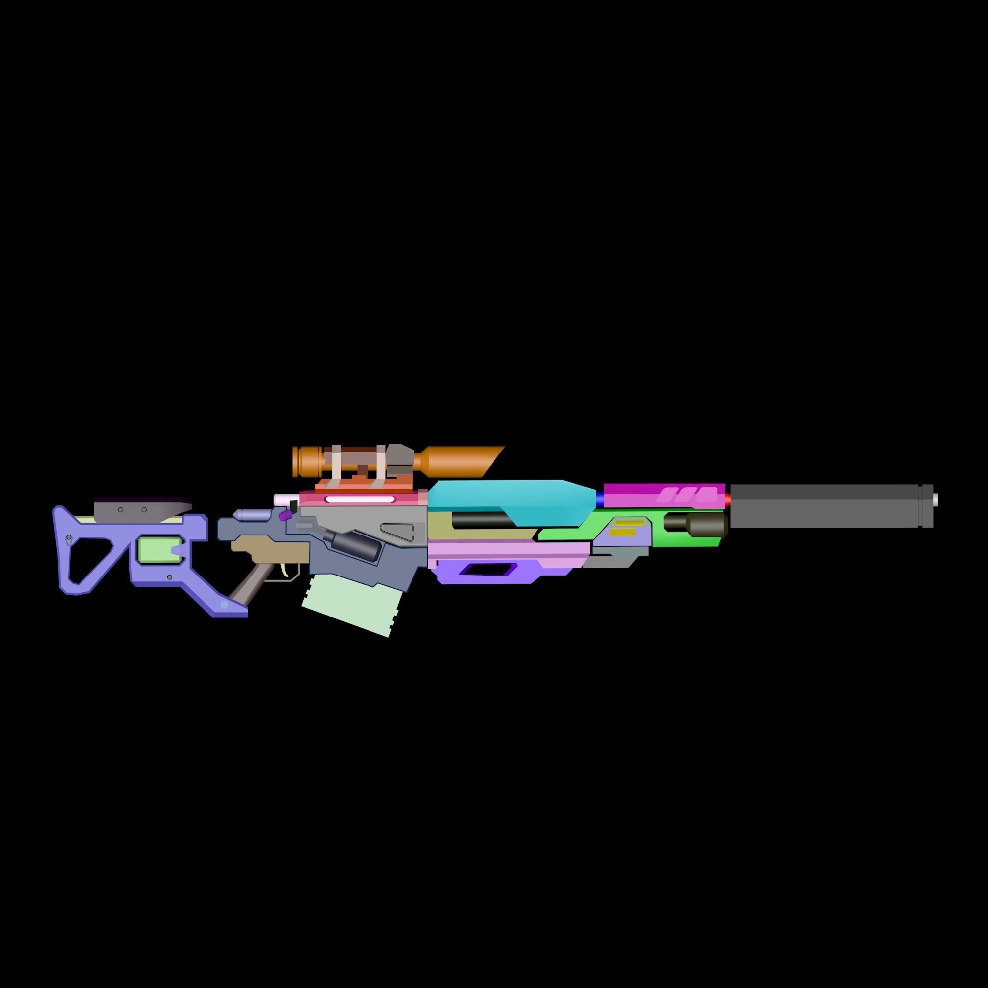 Sci-Fi Sniper Rifle  Low-poly 3D model_3