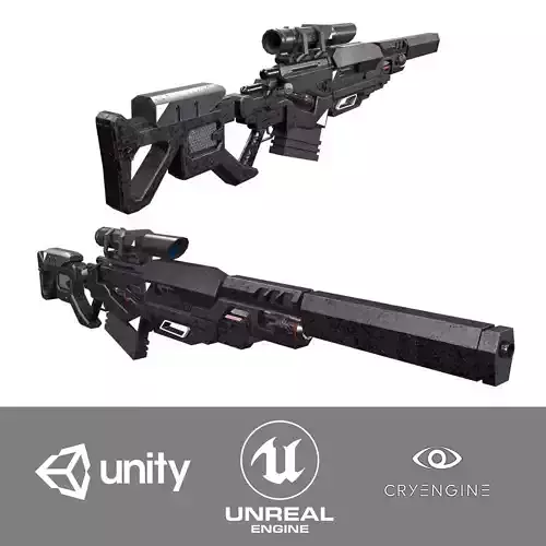 Sci-Fi Sniper Rifle  Low-poly 3D model